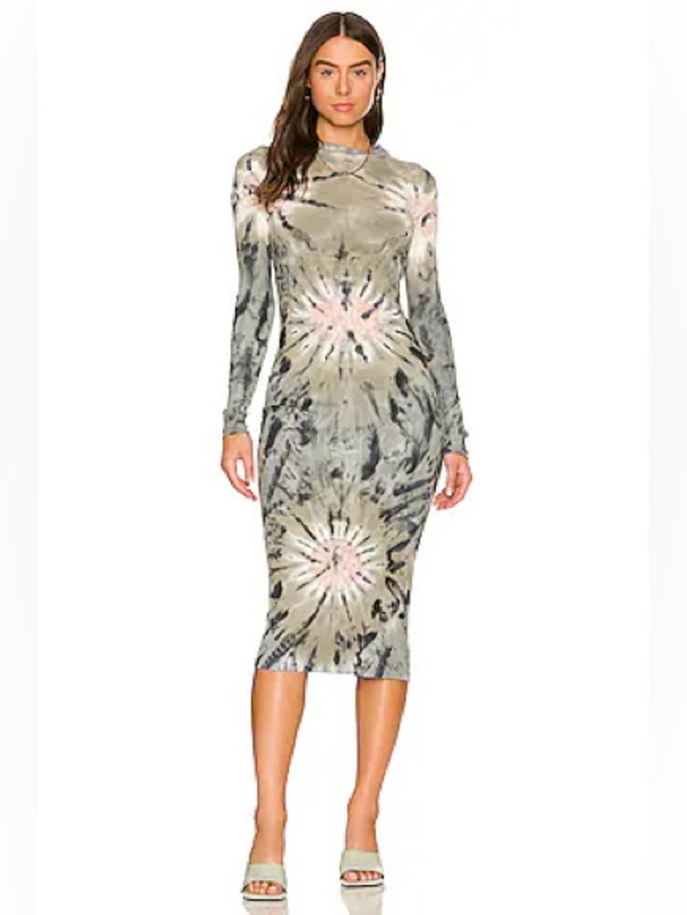 Young Fabulous & Broke Dax Bodycon Modi Dress Tye Dye Seagrass Green Blue Small